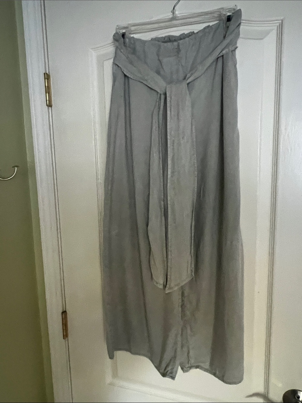 Bella Dahl Light Green Flowy Pants with Tie Detail
